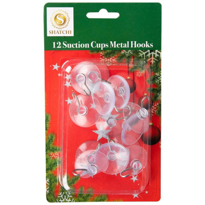 12Pcs Suction Cups Metal Hooks 3.3cm - Heavy-Duty for Various Uses