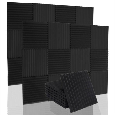 12Pcs Thick Soundproofing Acoustic Wedge Foam Tiles Wall Panels Studio Home