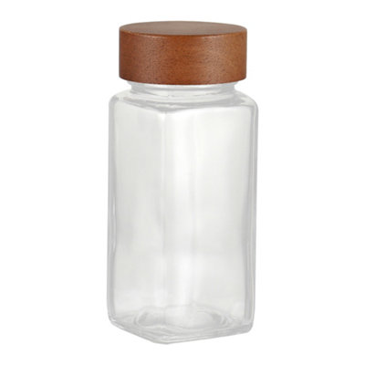 12Pcs Transparent Glass Spice Jars with Bamboo Lids