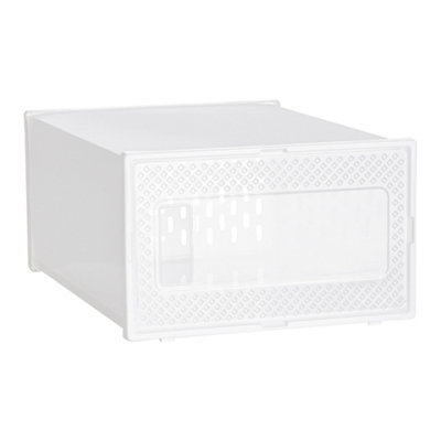 12Pcs Waterproof Plastic Shoe Storage Box Stackable Box Rectangular in White - 3