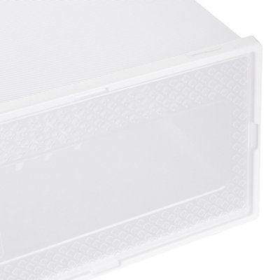 12Pcs Waterproof Plastic Shoe Storage Box Stackable Box Rectangular in White - 8