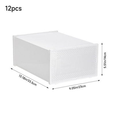 12Pcs Waterproof Plastic Shoe Storage Box Stackable Box Rectangular in White - 9