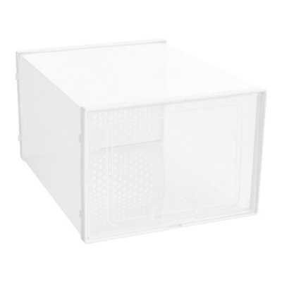 12Pcs White Stackable Plastic Shoe Box Sneakers Storage Box Organiser, Fit Size up to 13.5