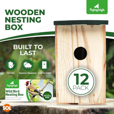 12pcs Wild Bird Nesting Boxes, 21.5 x 12 x 11.5cm, Natural-Look ...