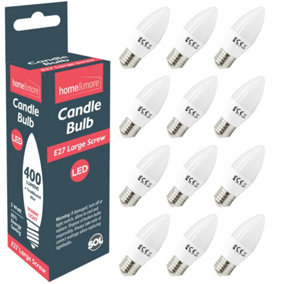 12pk E27 Screw Bulb 40w Warm White - Large Screw 5W Energy Saving E27 LED Candle Bulb (ES) - 400 Lumen Screw In Light Bulb E27