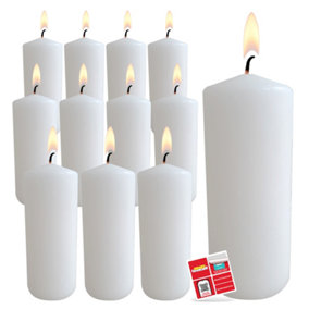12pk Large White Pillar Candle 20cm - Long Burning Candles Up To 68 Hours - Unscented Church Candles, Home Decoration