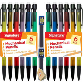 12pk Mechanical Pencil 0.7mm HB - Mechanical Pencils Set, 24 Lead Refills - Propelling Pencils Mechanical 0.7mm Mechanical Pencils