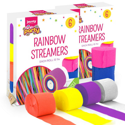 Rainbow Party Streamers (x6)  Party streamers, Paper streamers, Streamer  party decorations