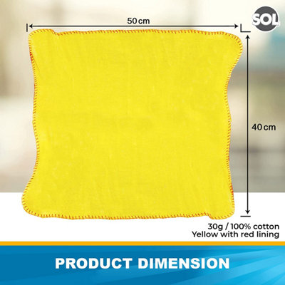 12pk Yellow Dusters, 100% Cotton Cleaning Cloths 50 x 40cm, Lint Free Cloths for Oiling Wood, Dusters for Cleaning Surfaces Glass