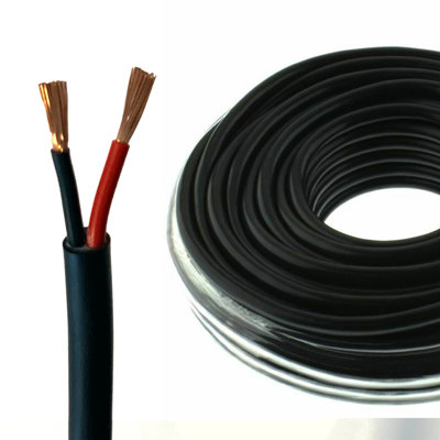 12v 24v Automotive 2 Core Round Twin Thin Wall Wiring Red Black Wire Cable 0.75mm 14 AMP (5 Metres Coil)