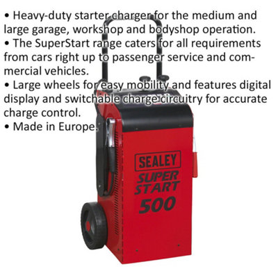 12V / 24V Heavy Duty Battery Starter & Charger - 30Ah to 550Ah Batteries - 500A