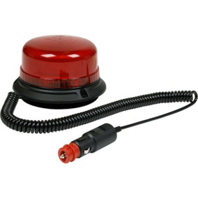 12V / 24V LED Rotating Red Beacon Light & Magnetic Base Mount - Warning Lamp