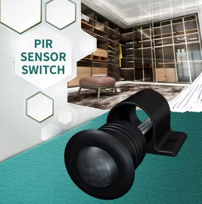12v - 24v Mini Black Recessed PIR Sensor Switch Compact Motion Sensor ...