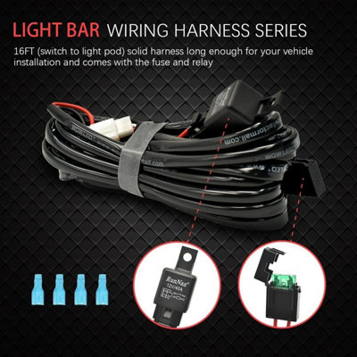 12V 24V Offroad LED Light Bar Wiring Harness Kit for Off Road Work Lights Fog LED Light Tractor Lamp Loom Harness