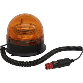 12V / 24V Rotating LED Amber Beacon Light & Magnetic Base Mount - Warning Lamp