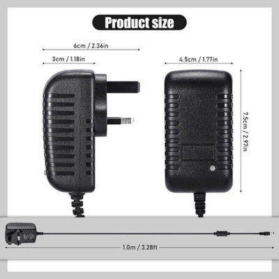 12V 2A AC/DC Wall Power Adapter for CCTV & LED Strip Lights (UK Plug)