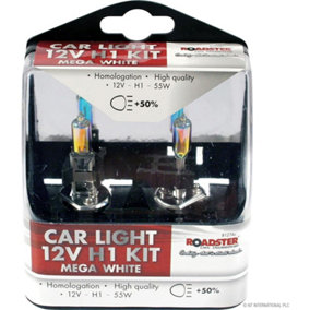 12V Car Light H1 Kit Mega White Homologation Universal Headlight Bulb