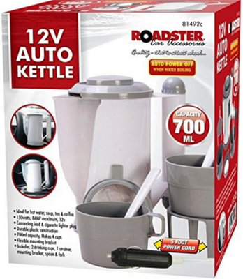 12V Car Van Motorhome Boats Travel Camping Kettle Jug Caravan Cigarette Socket Portable Travel Fast Boil Electric Corded
