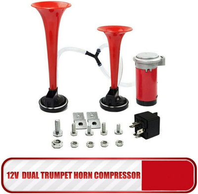 12v Car Van Truck Musical Air Horns Dual Trumpet Horn Compressor Twin Tone 20-50