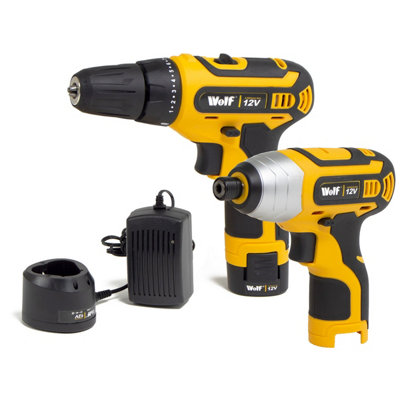 12v Combi Drill Driver & Impact Driver Wolf Twin Pack Kit