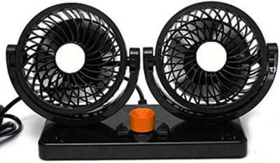 12v Dual Fan For Trucker Car Lorry Caravans 360 Rotation Cool 2 Speed Twin Fan