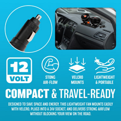 12v Dual Fan For Trucker Car Lorry Caravans 360 Rotation Cool 2 Speed Twin Fan - 4