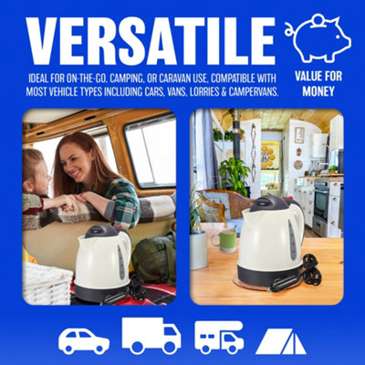 12V Electric Car Kettle Travel Camping Caravan Boiling Water Socket Tea Coffee - 7