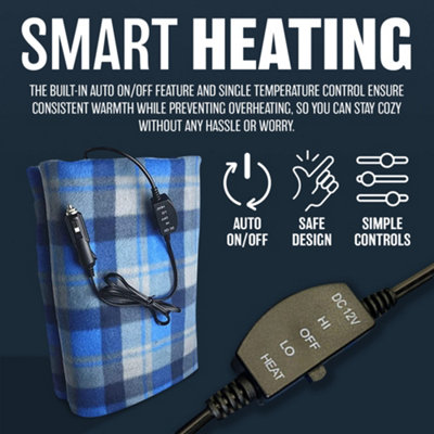 12v Heating Travel Blanket Soft Cozy Warm Winter Car Power Socket Lightweight - 5