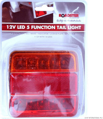 12V Led Square Rear Lamp Caravan Trailer Function Tail Light Car Red