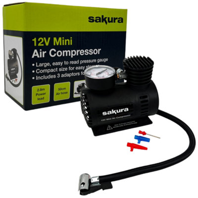 12V Mini Air Compressor Inflate Tyre PSI Electric Car Inflator Pump ...
