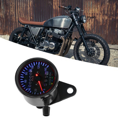 12V Motorcycle Dual Odometer Speedometer Gauge Kit with LED Backlight for Cafe Racers