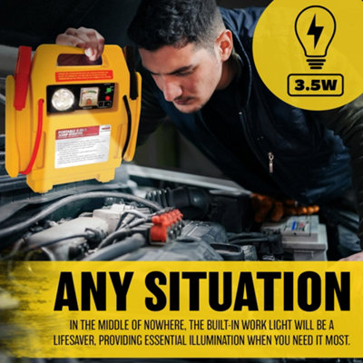 12V Portable Car Jump Starter Air Compressor Battery Start Booster Charger Cable Leads Rechargeable Automotive Garage Tool