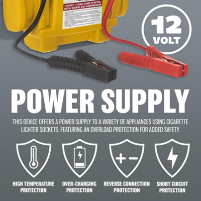 12V Portable Car Jump Starter Air Compressor Battery Start Booster Charger Cable Leads Rechargeable Automotive Garage Tool