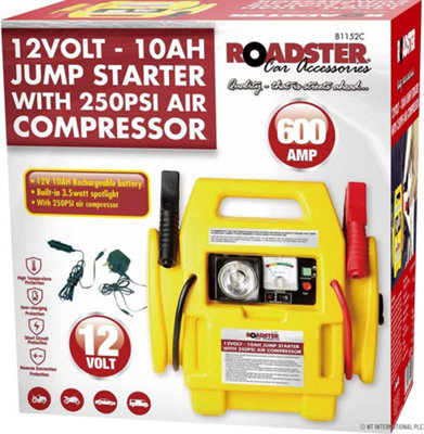 12V Portable Car Jump Starter Air Compressor Battery Start Booster Charger  Leads