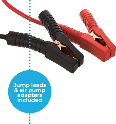 12V Portable Car Jump Starter Air Compressor Battery Start Booster Charger Leads - 6