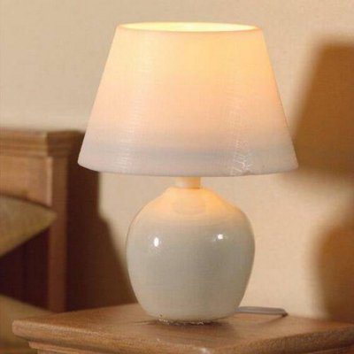 12V White Ceramic Table Lamp for 12th Scale Dolls House