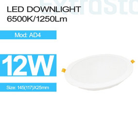 12W LED Downlight,6500K,1250 lumen