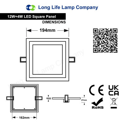 12w Recessed Ceiling LED Square Panel Red