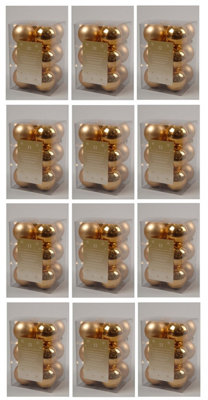 12x 12 Gold Christmas Baubles Shatterproof Tree Decorations 6cm