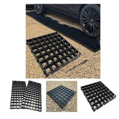 12x Black Protective Plastic Paving Driveways Grid Mats