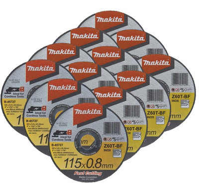 12X Makita B-45727 Fast Cutting Thin Metal Grinder Disc 115mm x 0.8mm x 22.23mm
