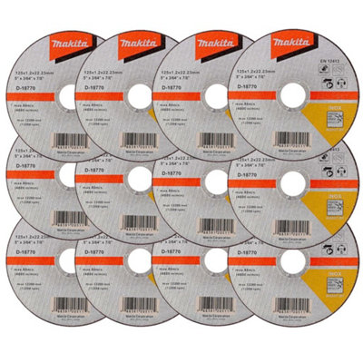 12x Makita D-18770 Fast Cutting Extra Thin Metal Grinder Disc 125mm 1.2 22.23mm