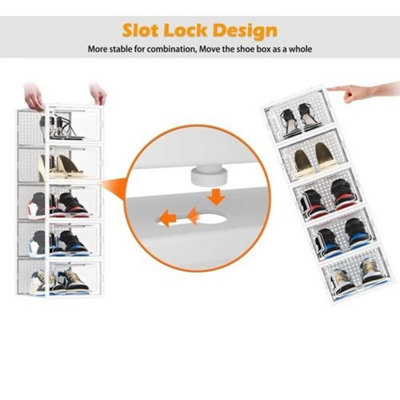 12x Plastic Shoe Storage Boxes Drawer Stackable Foldable Organiser