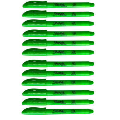 12x Sharpie Accent Pocket Highlighters - Green Chisel Tip Quick Dry Markers