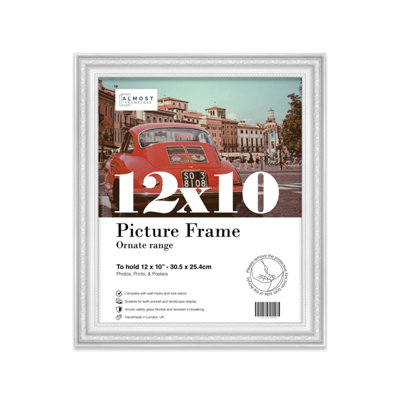 12x10 White Ornate Picture Frame (30.5 x 25.4cm) Poster, Photo, Artwork, Gallery Wall or Print