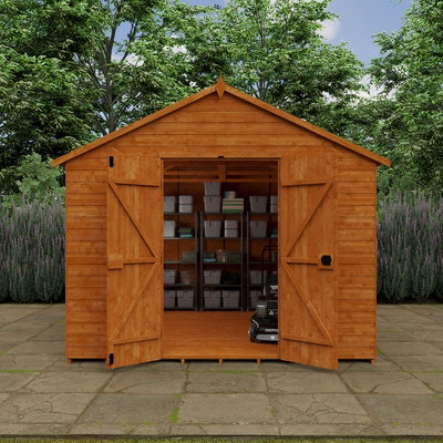 12x10 Xl Workshop 12mm Shed - L355 x W295 x H268.5 cm - Solid Wood/Softwood/Pine - Burnt Orange - 5