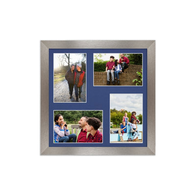 12X12 Aluminum Modern Multi Photo Frame with Blue Mount - Holds 4 ...
