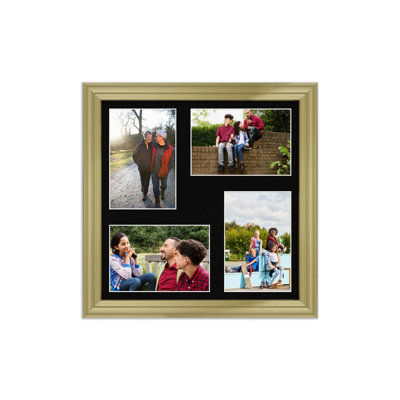 12X12 Gold Classic Multi Photo Frame with Black Mount - Holds 4 ...