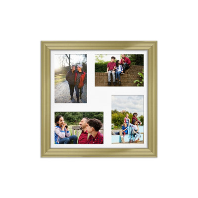 12X12 Gold Classic Multi Photo Frame with White Mount - Holds 4 ...
