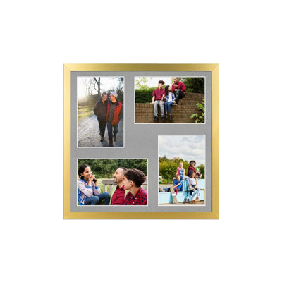12X12 Gold Sleek Multi Photo Frame with Silver Mount - Holds 4 ...